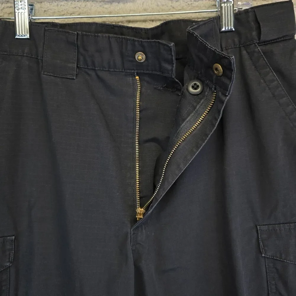 True Spec Pants Mens 36x30‎ Black Cargo Ripstop Fabric Rugged Hiking Trekking